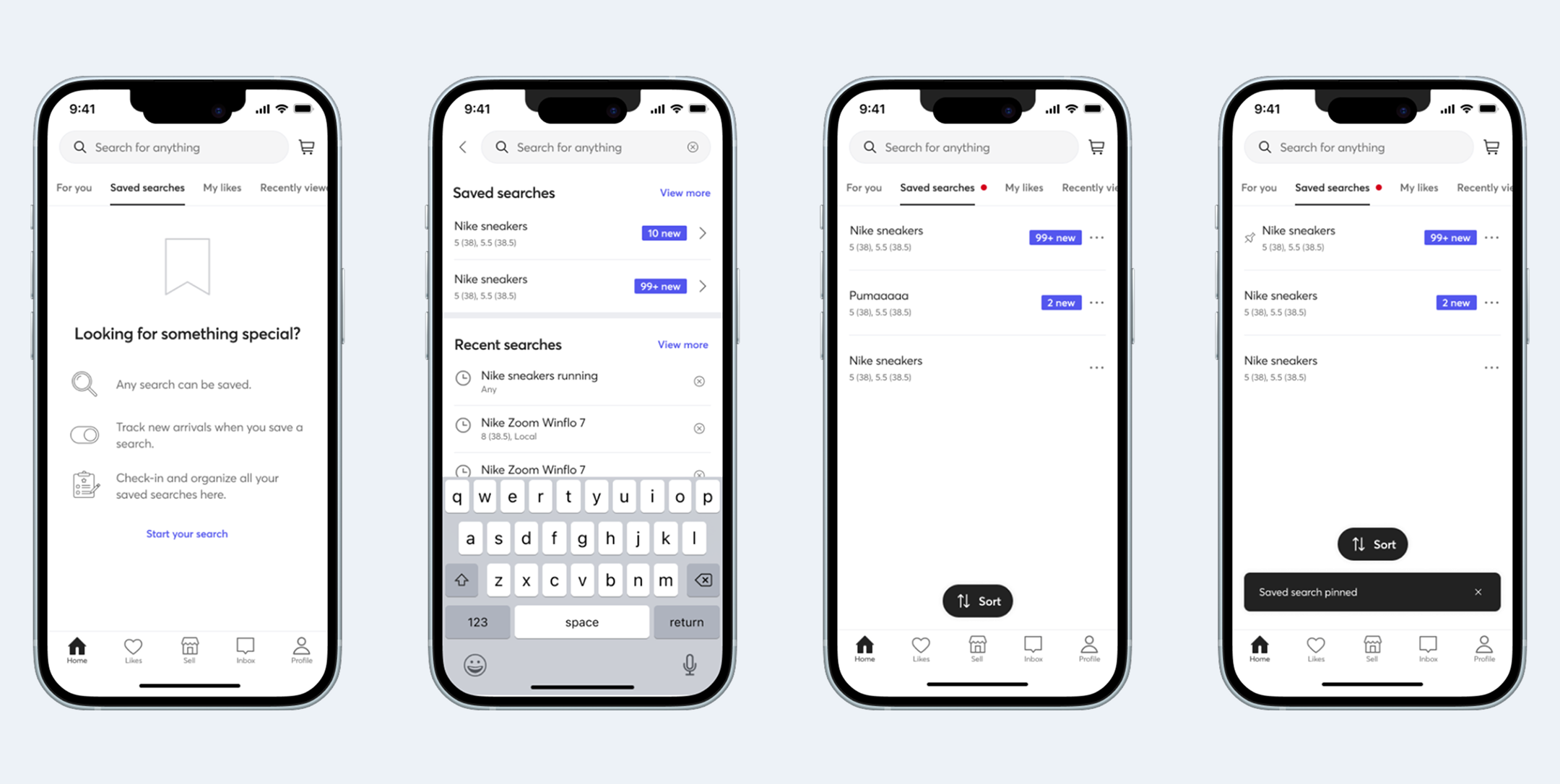 Mercari saved search iterations focused more on highlighting new items
